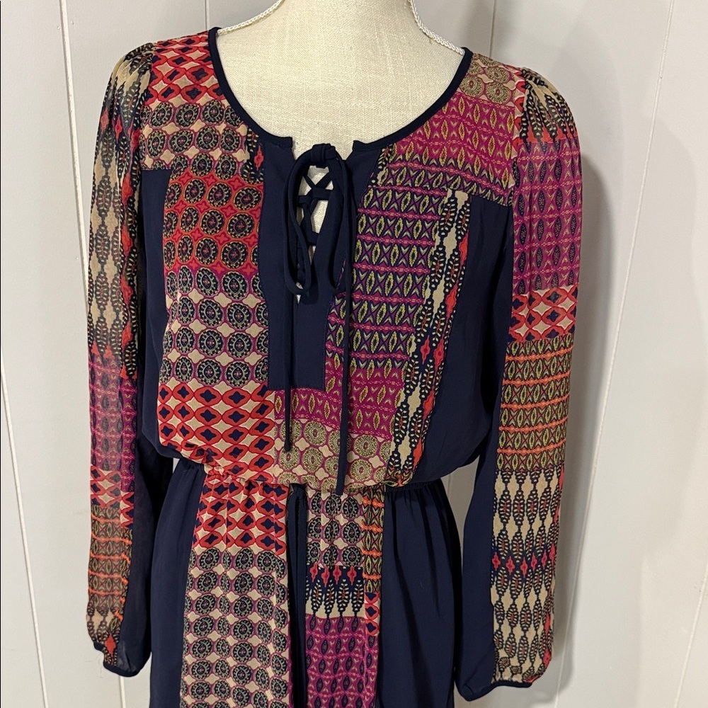 Maeve Multicolor Patchwork Long Sleeve Dress - image 2